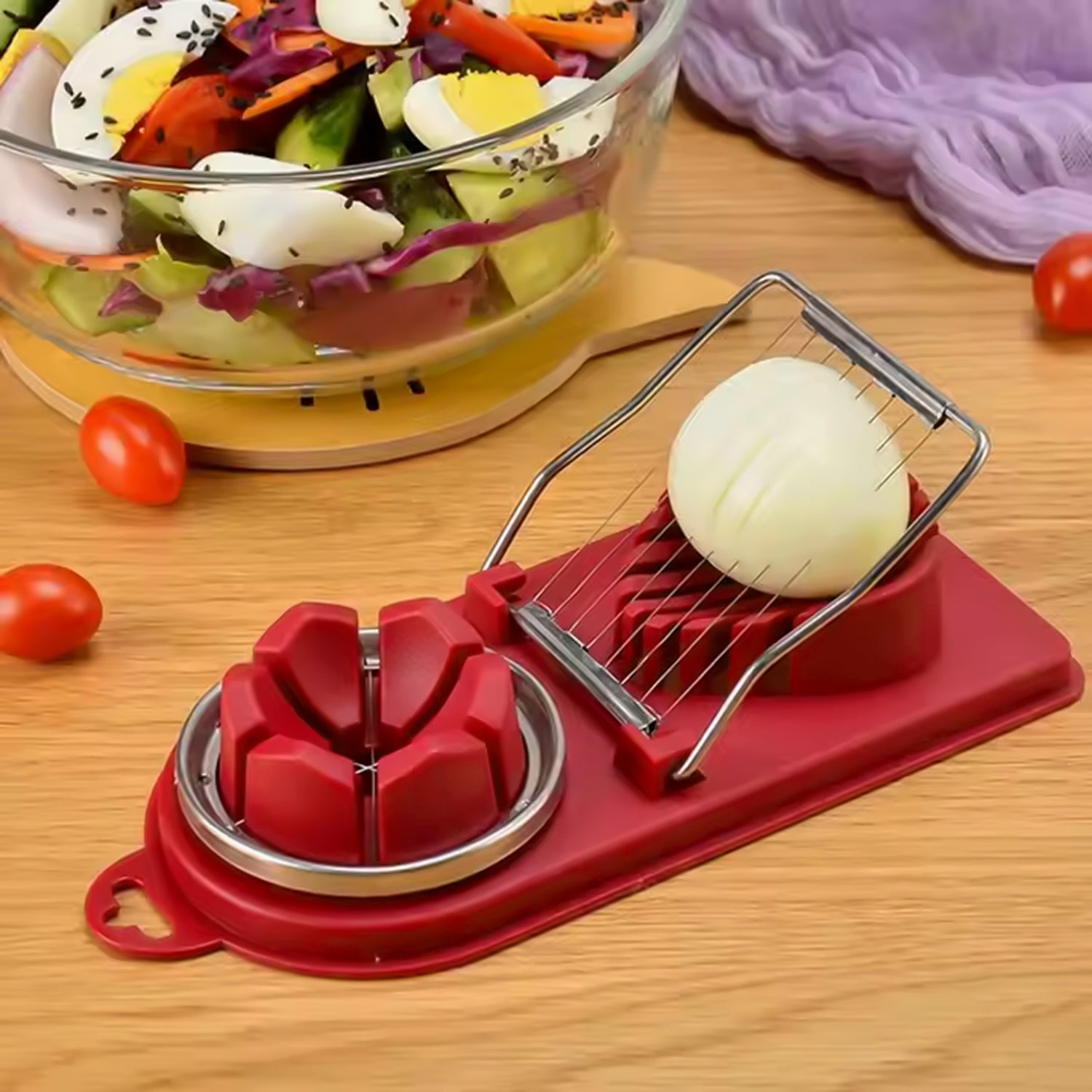 2 In 1 Egg Slicer Egg Cutter For Hard Boiled Eggs (1 Pc)