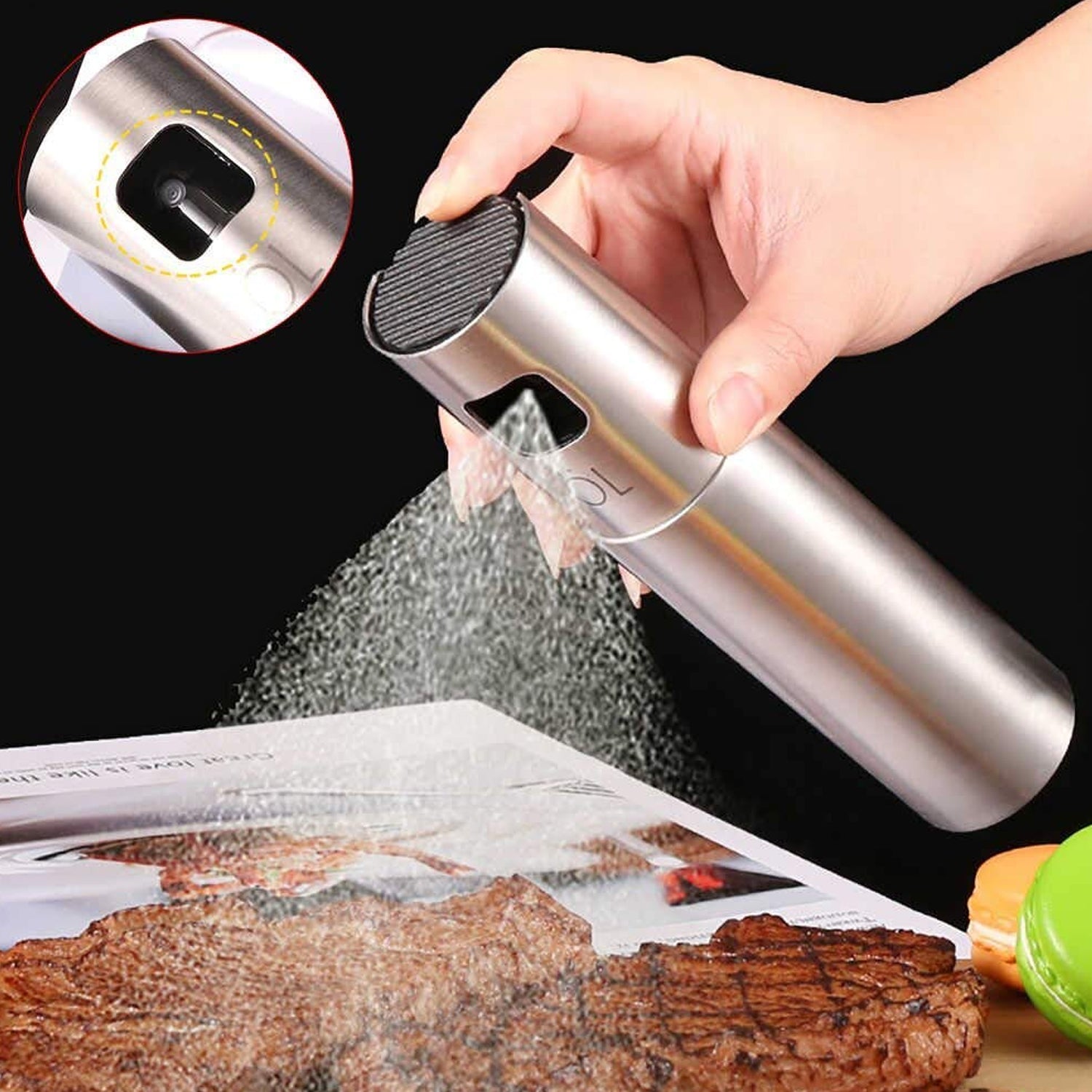 Oil Spray Bottle For Dosa  Food Grade Stainless Steel Glass Oil Spray Bottle (100 Ml)