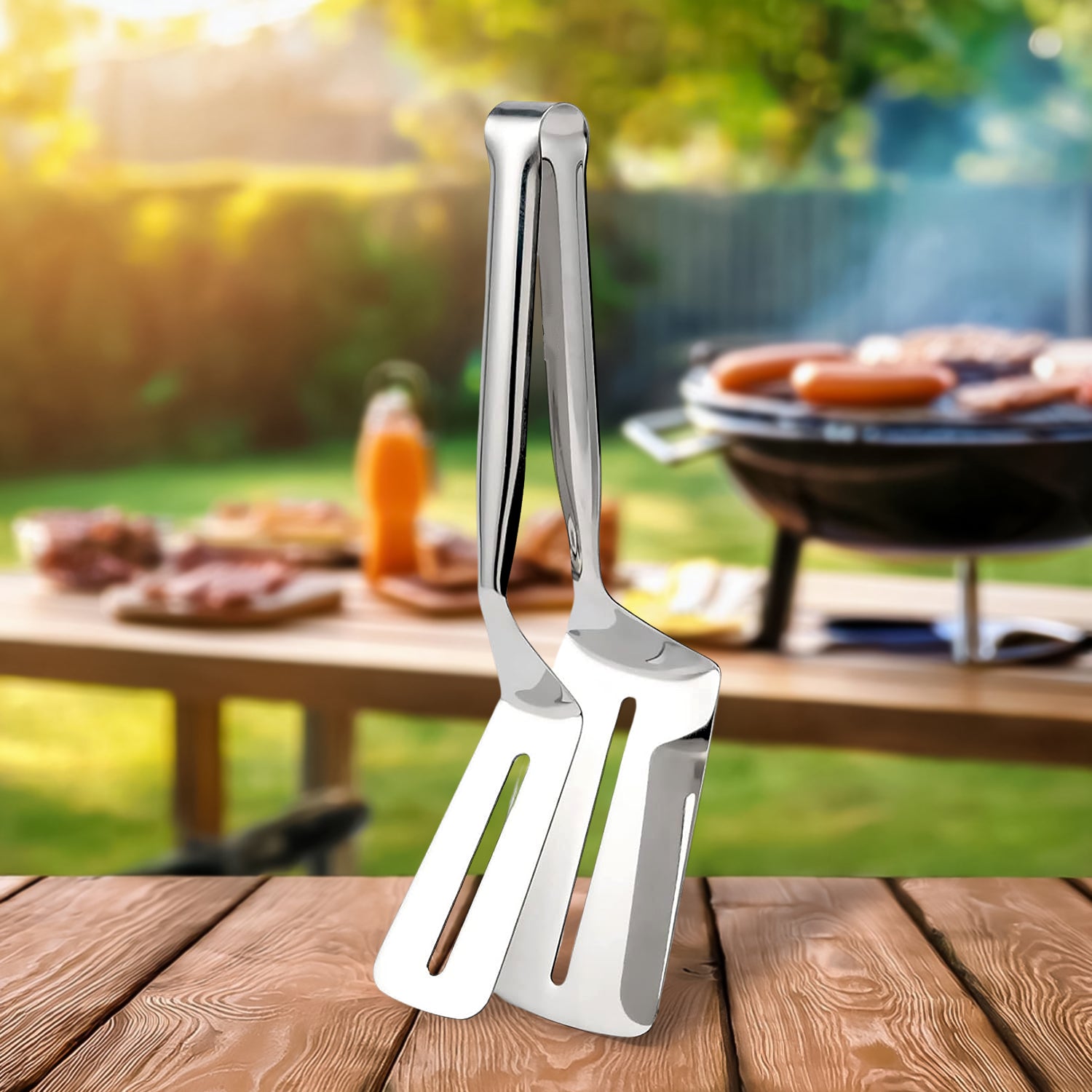 Stainless Steel Cooking Tong - Multifunctional Slotted Fish Double-sided Spatula (1 Pc  23 Cm)