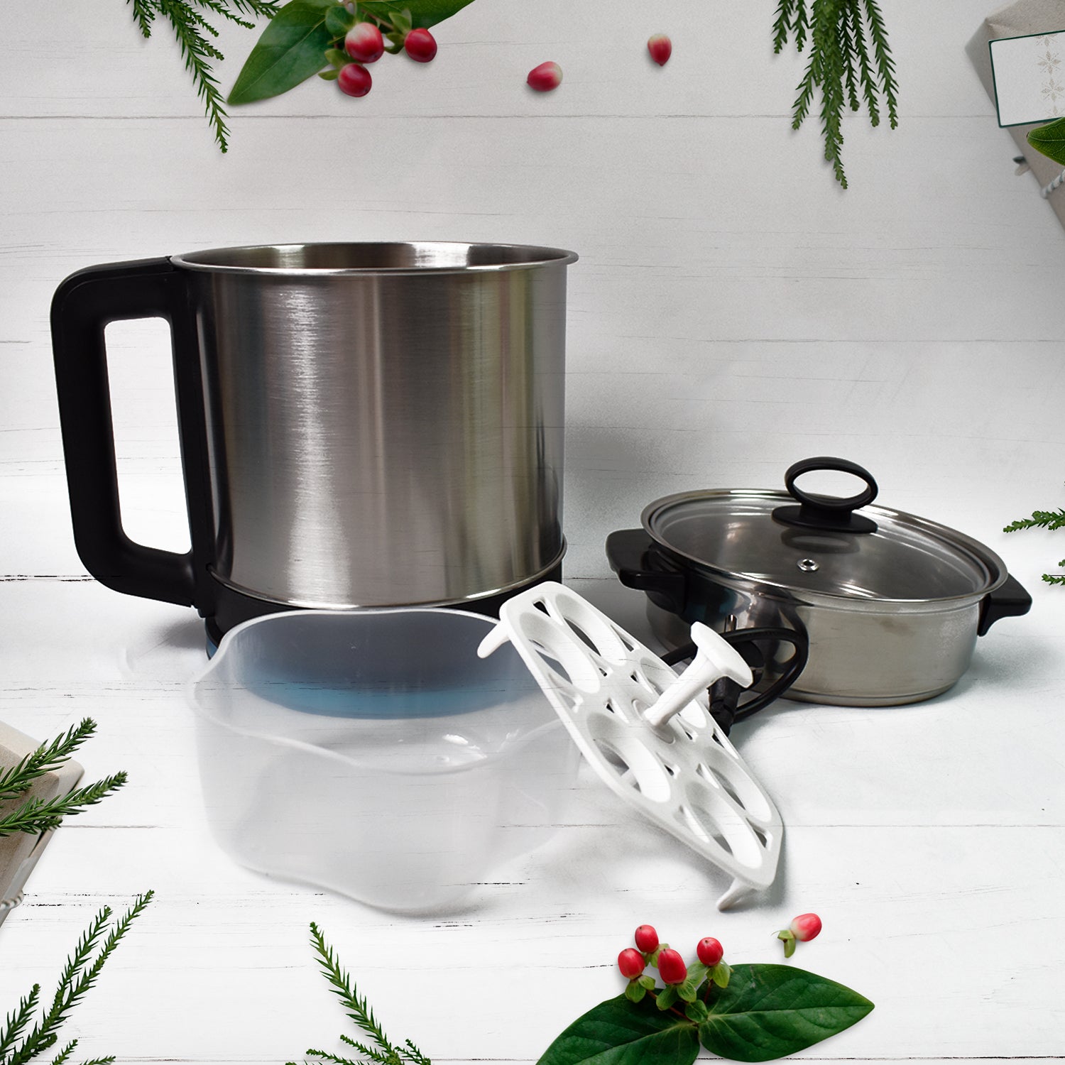 Soup Pot With Lid Stainless Steel Multi Cooker Kettle (800w  2.5 Ltr.)