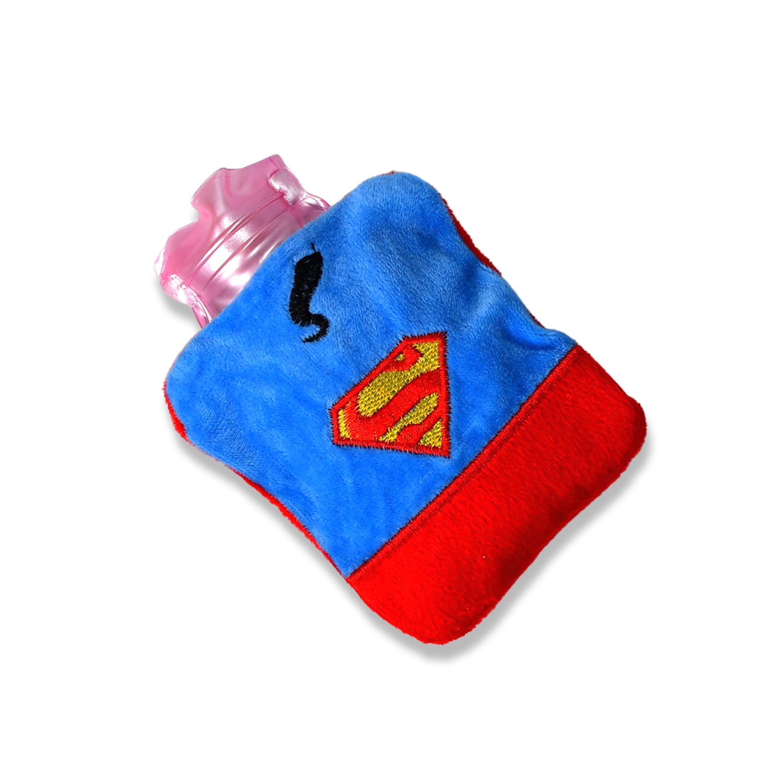 6530 Superman Print Small Hot Water Bag With Cover For Pain Relief Neck Shoulder Pain And Hand Feet Warmer Menstrual Cramps.