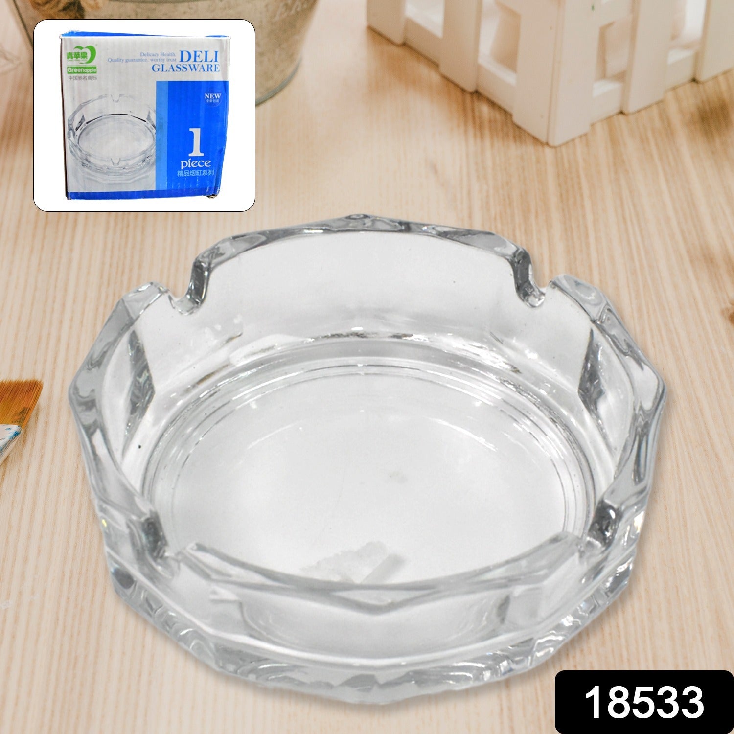 Transparent Ashtray Cigarettes Holder Home Office And Bar Tone Hotel Restaurant Indoor (1 Pc)