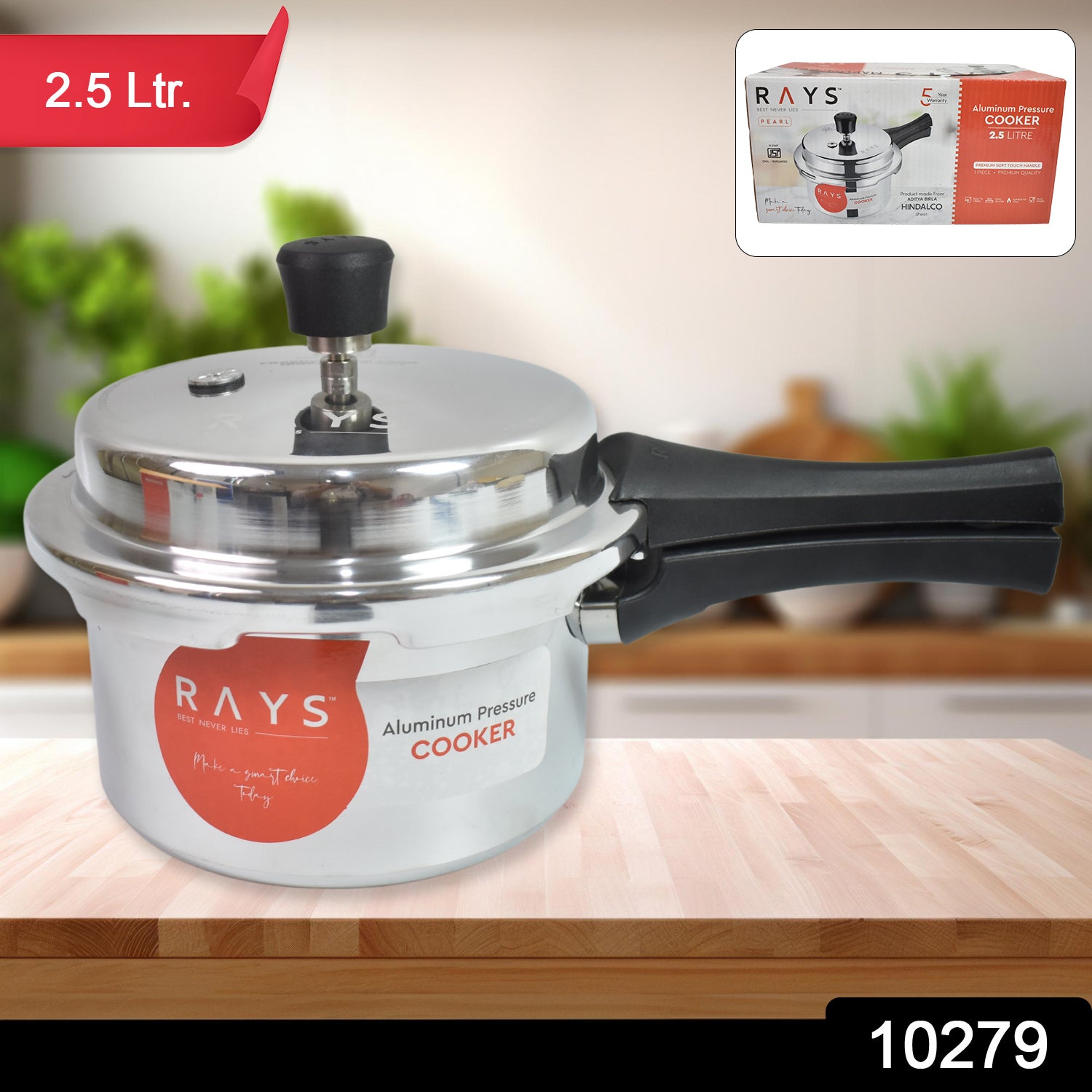 Aluminium Rays Pearl Pressure Cookers With Outer Lid (2.5 Litres)