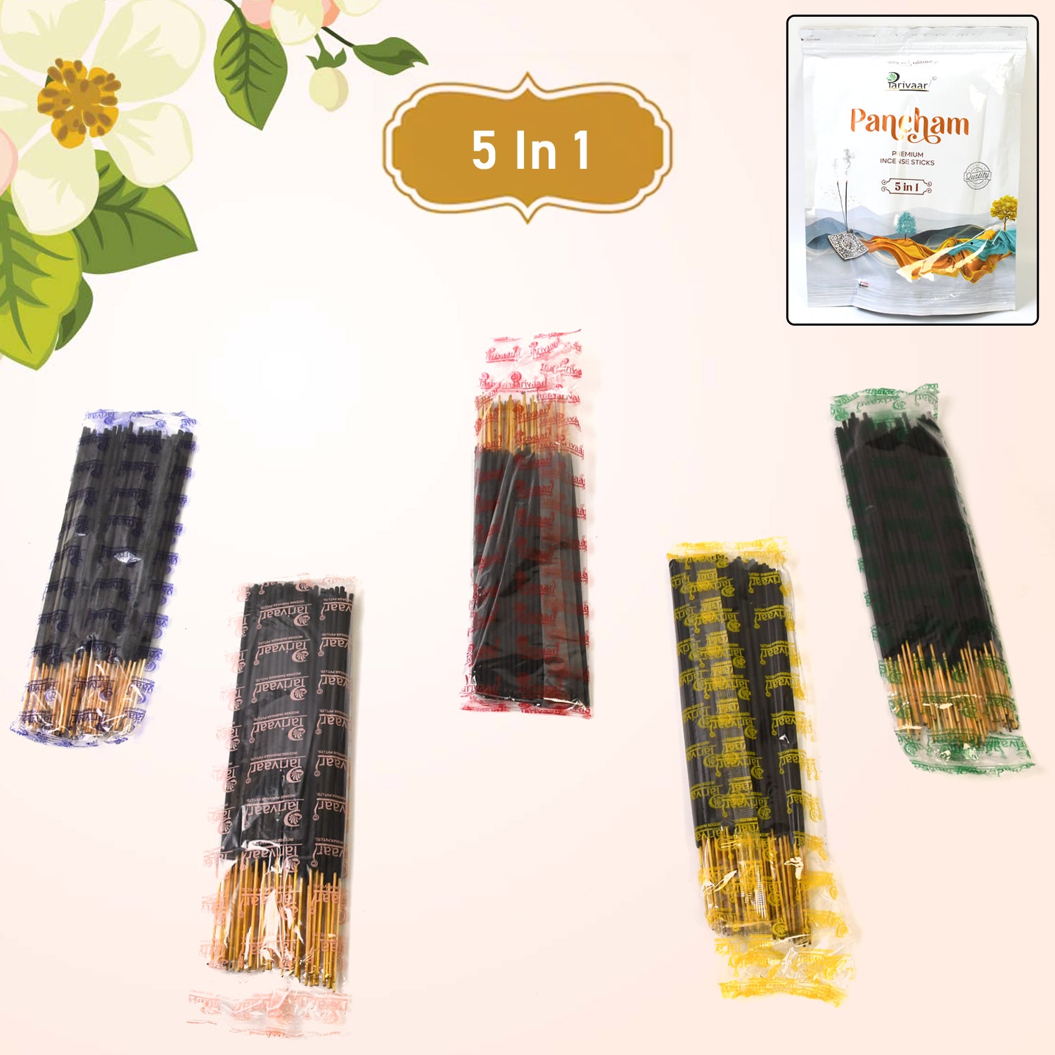 5in1 Pancham Premium Agarbatti  Incense Sticks (450 Gm)