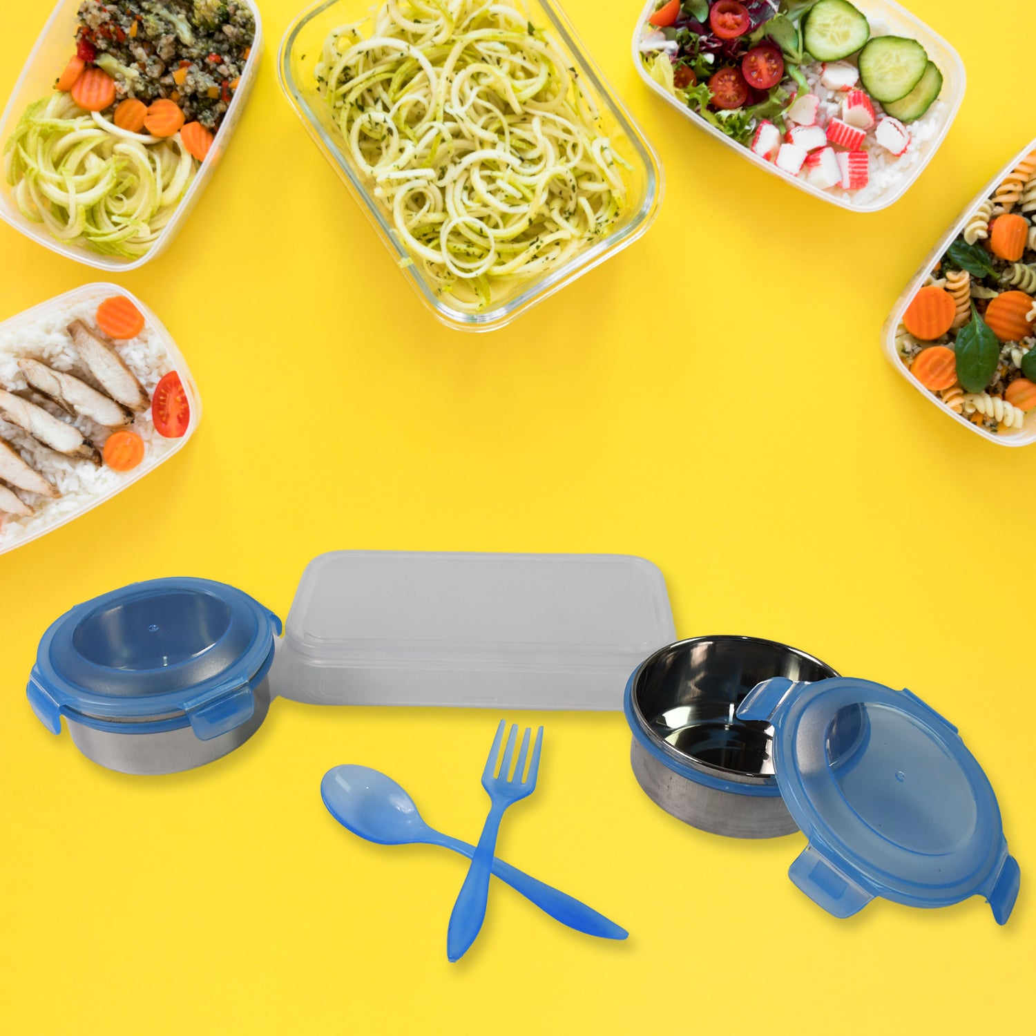 Sumo Lunch Box With Lunch Bag Plastic Lunch Box  Plastic Spoon Fork (2 Pc Set  With Lunch Box)