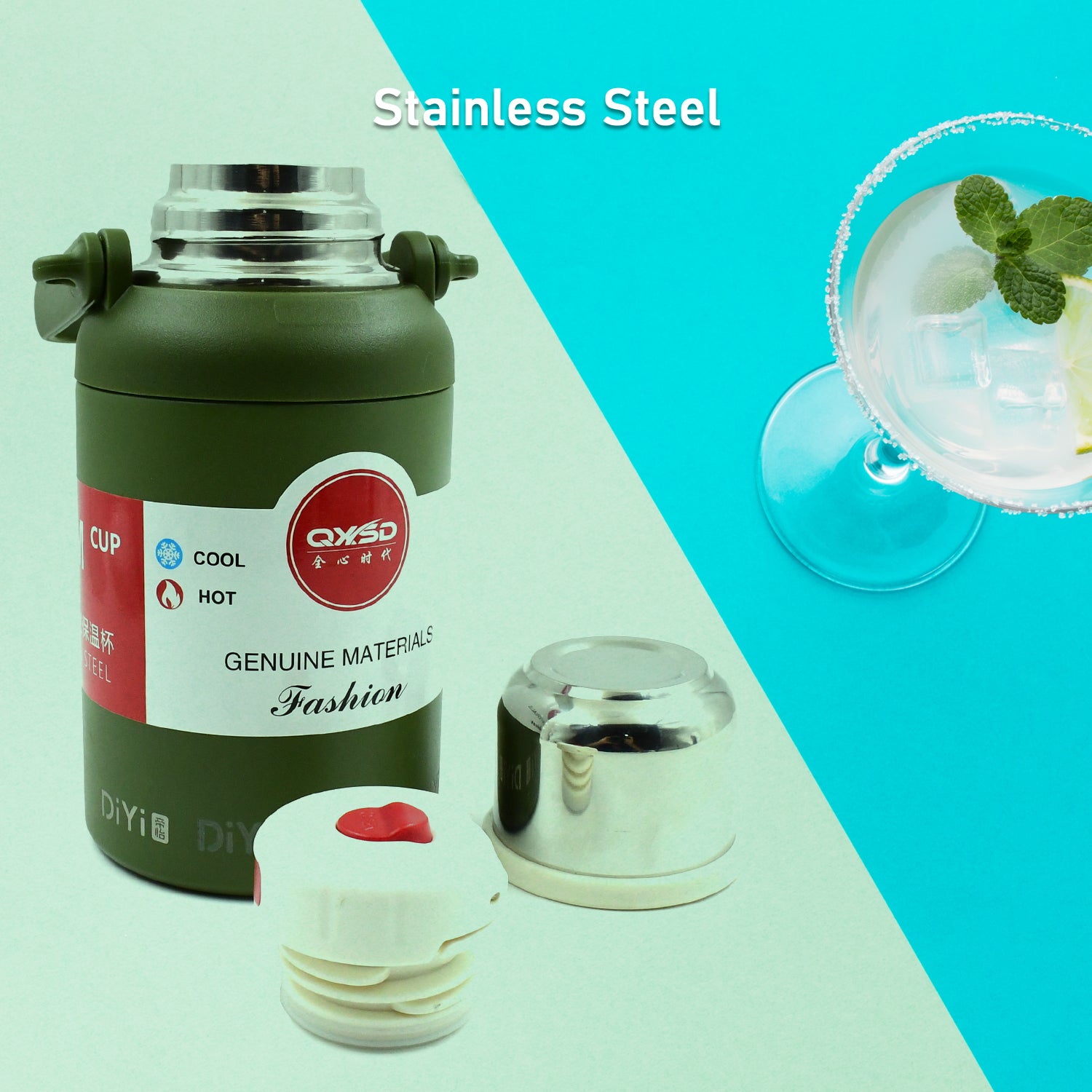 13041 Stainless Steel Vacuum Insulated Water Bottle  Cup  Leak Proof Flask For Tea Coffee  Reusable Water Bottle With Hanging Strap  Bottle For Hot  Cold Drinks Wide Mouth Water Flask (900 Ml  Mix Color)