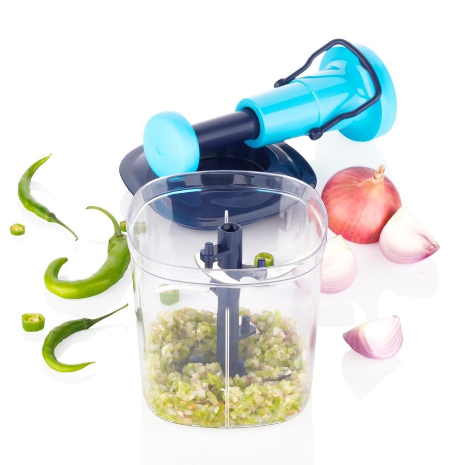 6 Blades Manual Hand-press Vegetable Chopper (1100 Ml)