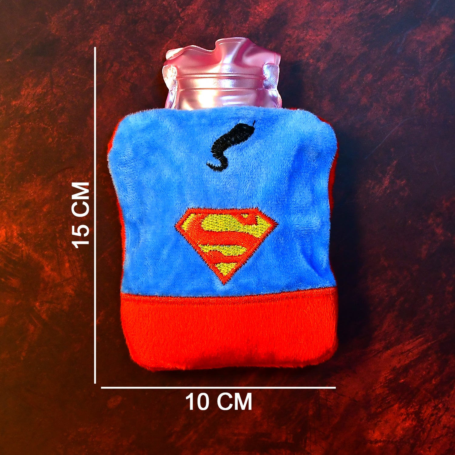 6530 Superman Print Small Hot Water Bag With Cover For Pain Relief Neck Shoulder Pain And Hand Feet Warmer Menstrual Cramps.