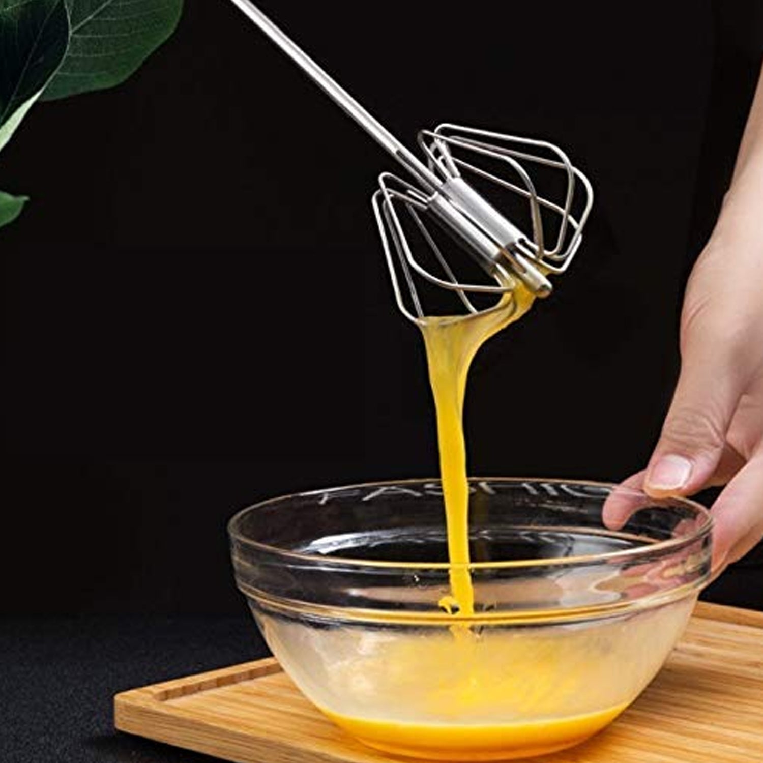 Medium Stainless Steel Egg Whisk Hand Push Rotary Whisk Blender (1 Pc  30 Cm)