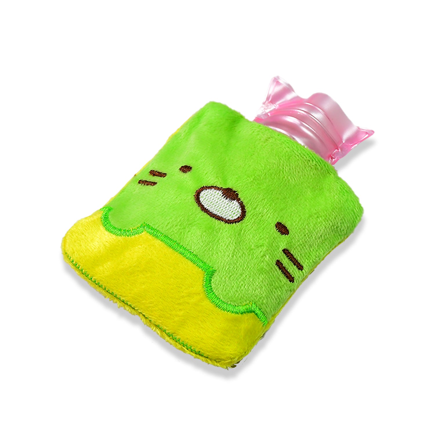 6514 Green Kitty Small Hot Water Bag With Cover For Pain Relief Neck Shoulder Pain And Hand Feet Warmer Menstrual Cramps.