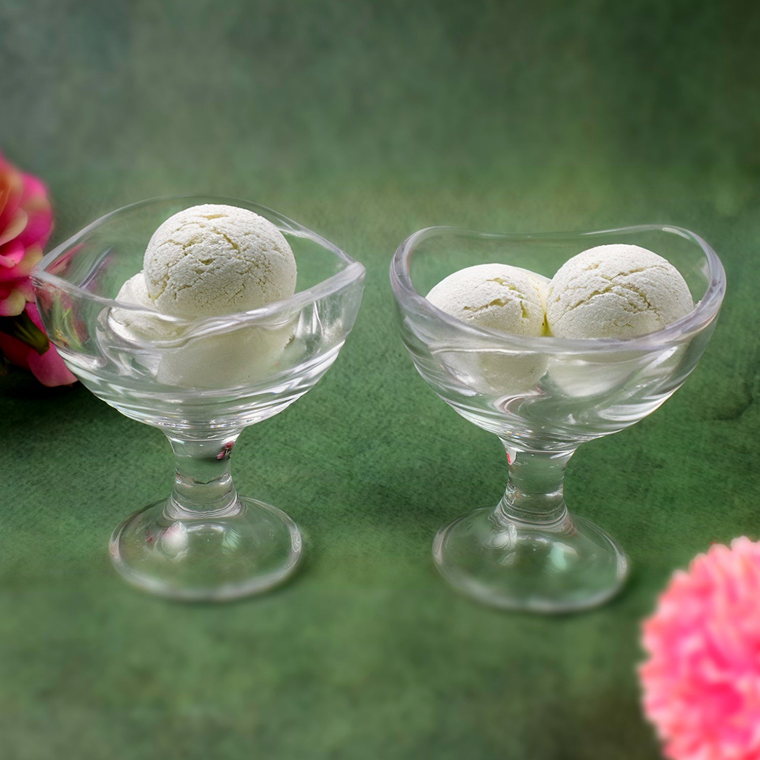 Glass Footed Dessert Bowl Ice Cream Cup (2 Pcs Set)