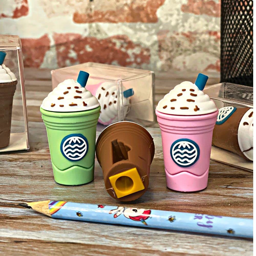 8832 Cute Coffee Or Ice Cream Shape Sharpner Like Rotary Manual Pencil Sharpener For Kids  Ice Cream Style Office School Supplies Back To School Gift For Studentskids Educational Stationary Kit Bday Return Gift  (24 Pcs Set)