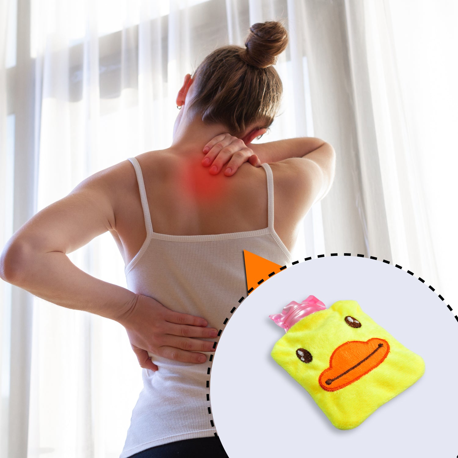 6511 Yellow Duck Small Hot Water Bag With Cover For Pain Relief Neck Shoulder Pain And Hand Feet Warmer Menstrual Cramps.