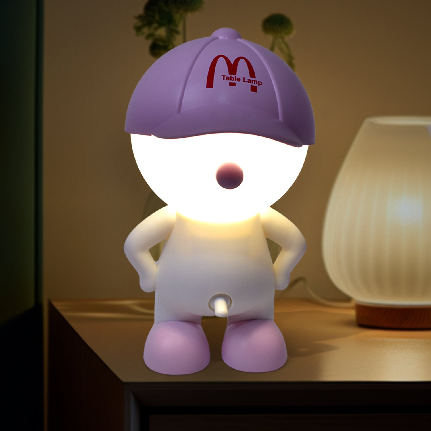 Cute Lovely Cartoon Design Led Desk Night Light With Plastic Head Cap (1 Pc)