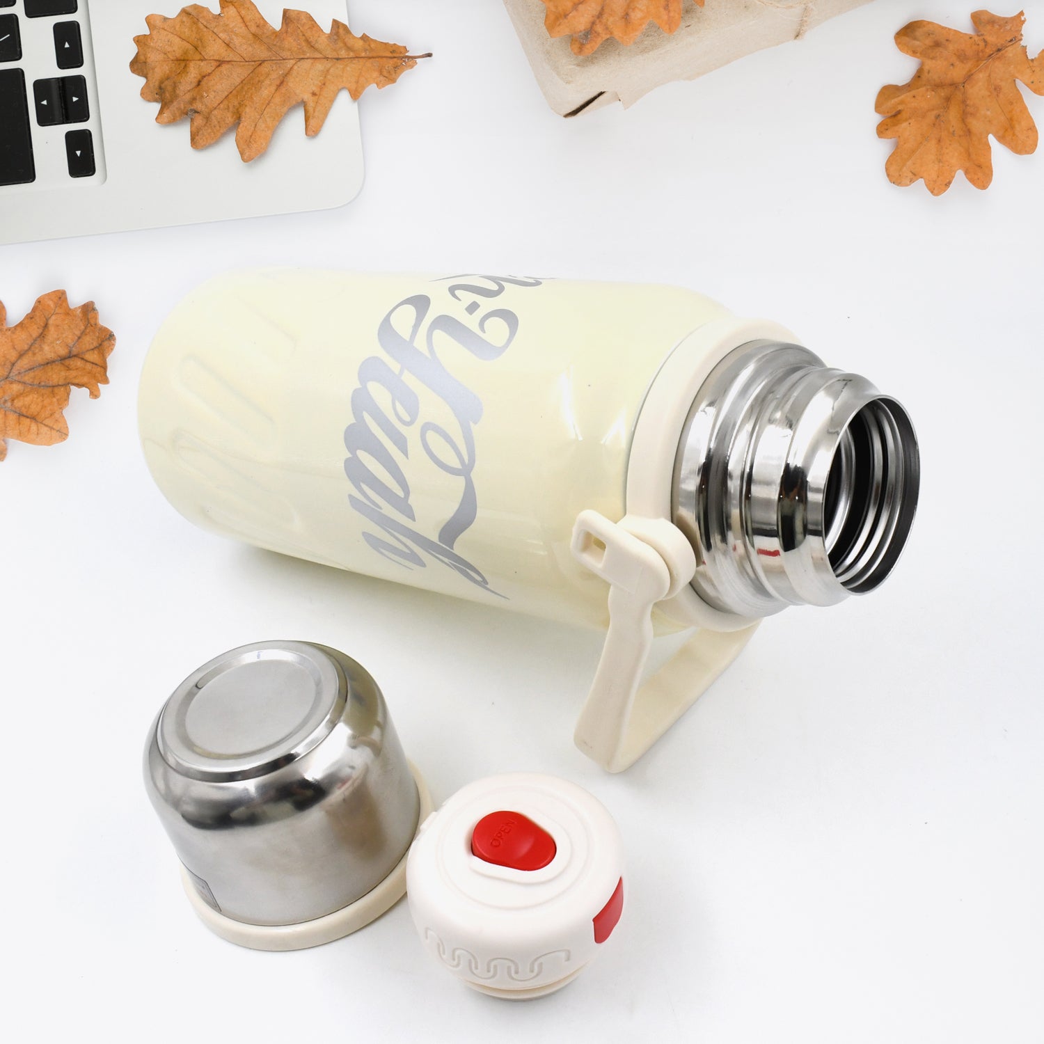 Stainless Steel Vacuum Insulated Water Bottle  Leak Proof Flask For Tea Coffee  Reusable Water Bottle With Hanging Strap  Bottle For Hot  Cold Drinks Wide Mouth Water Flask (900  1200 Ml)