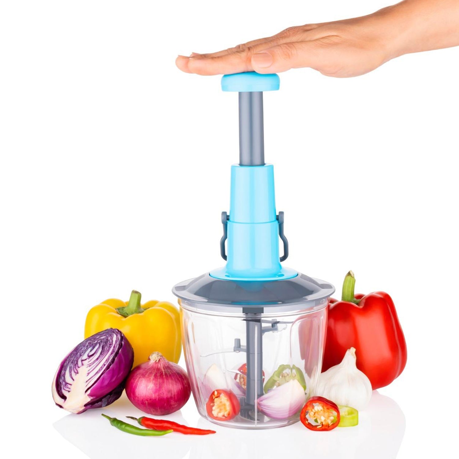 6 Blades Manual Hand-press Vegetable Chopper (1100 Ml)