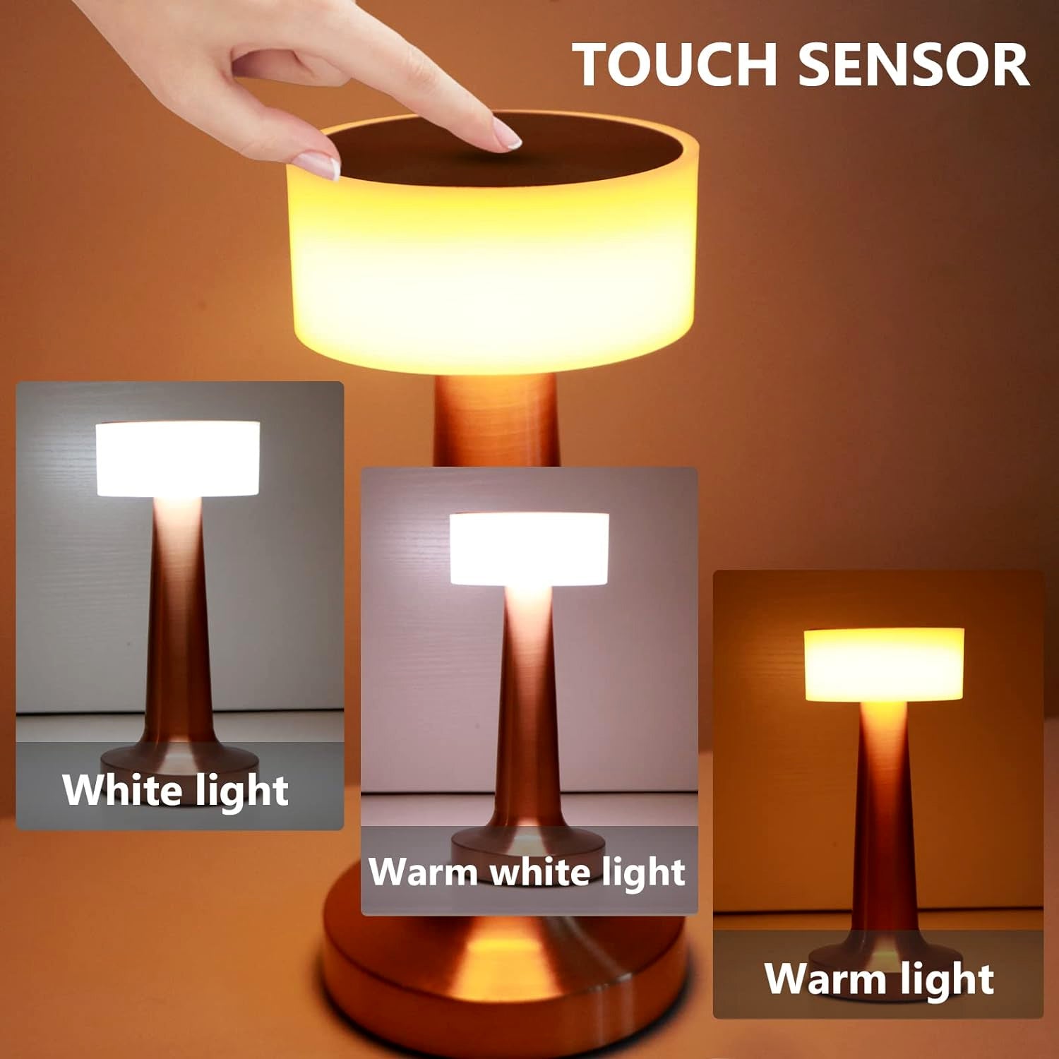 Led Lamp With Touch Control  Decorative Desk Lamp Portable Metal Led Table Lamp Usb Rechargeable 3 Color 3 Levels Brightness Dimmable Eye Protection Modern Lamp For Home Decor Party Kids Room Bedroom (1 Pc)