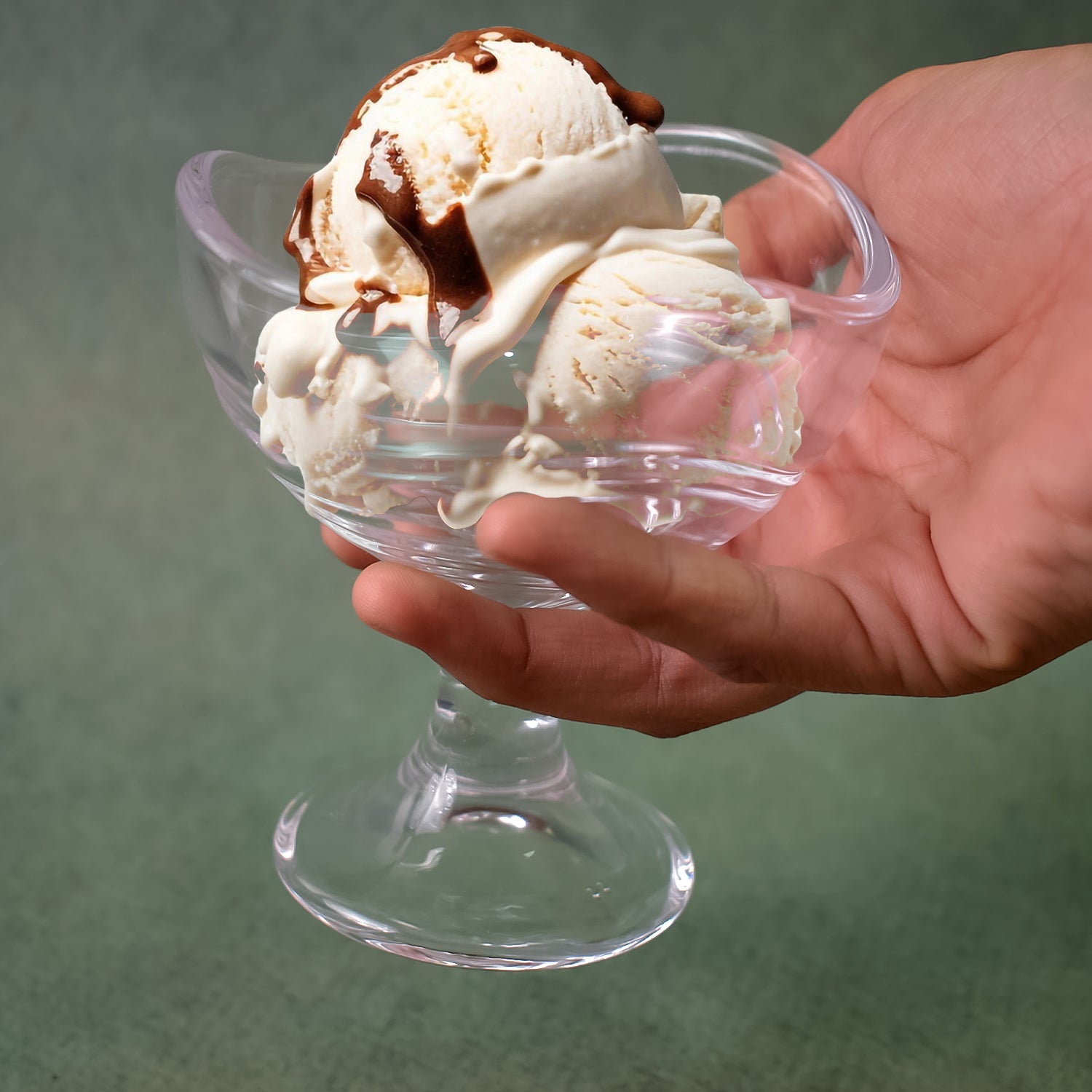 Glass Footed Dessert Bowl Ice Cream Cup (2 Pcs Set)