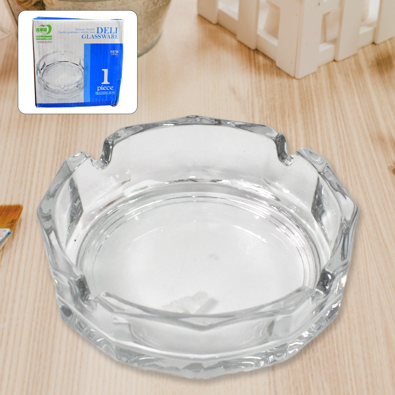 Transparent Ashtray Cigarettes Holder Home Office And Bar Tone Hotel Restaurant Indoor (1 Pc)