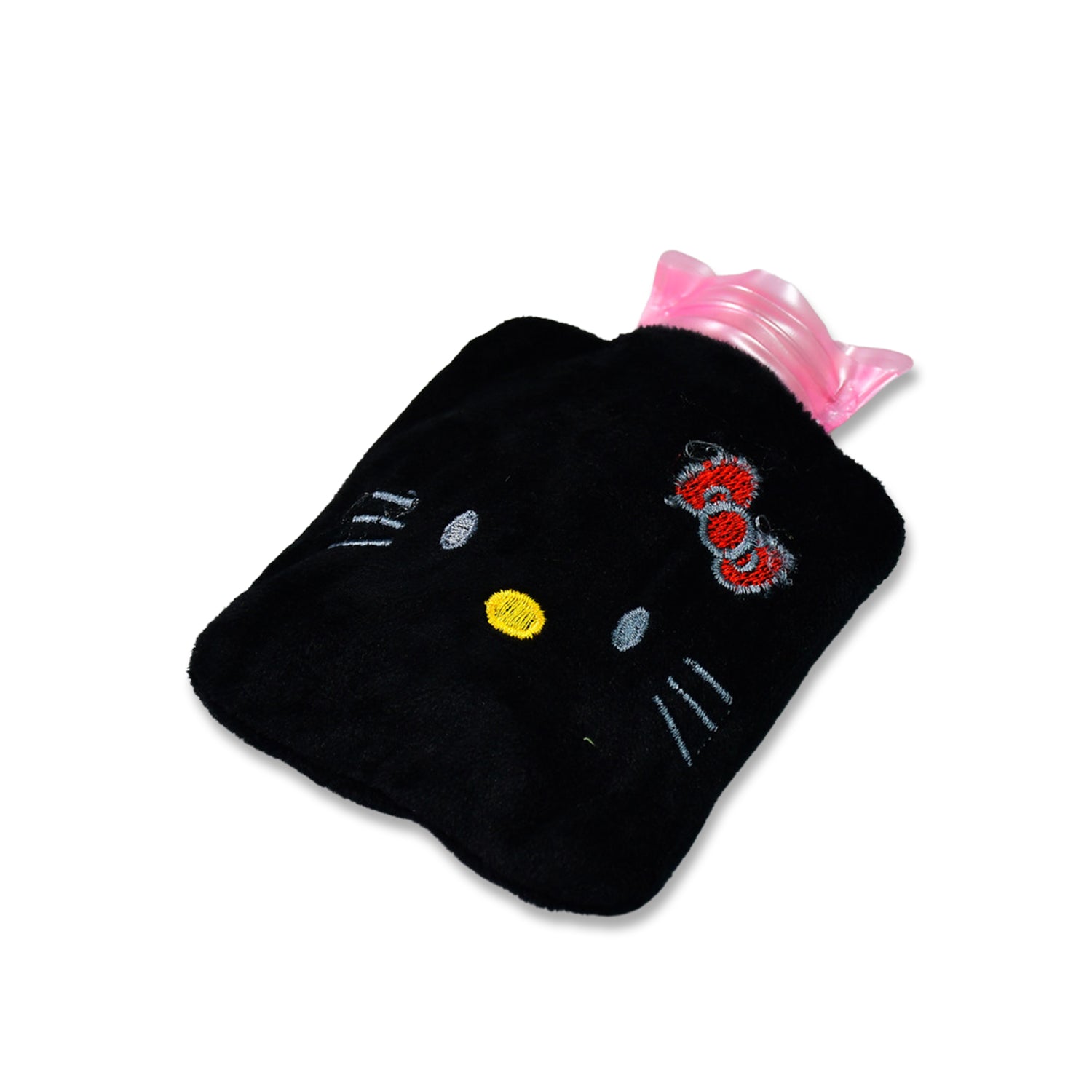 6513 Black Hello Kitty Small Hot Water Bag With Cover For Pain Relief Neck Shoulder Pain And Hand Feet Warmer Menstrual Cramps.