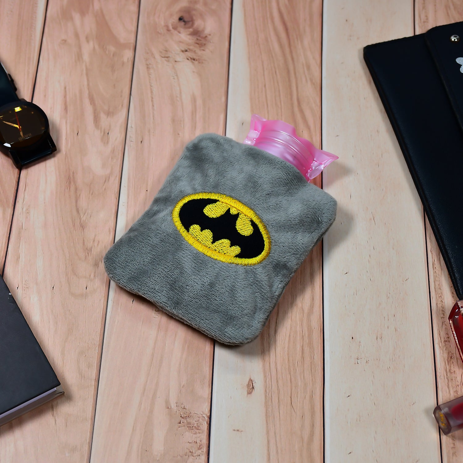 6505 Batman Small Hot Water Bag With Cover For Pain Relief Neck Shoulder Pain And Hand Feet Warmer Menstrual Cramps.