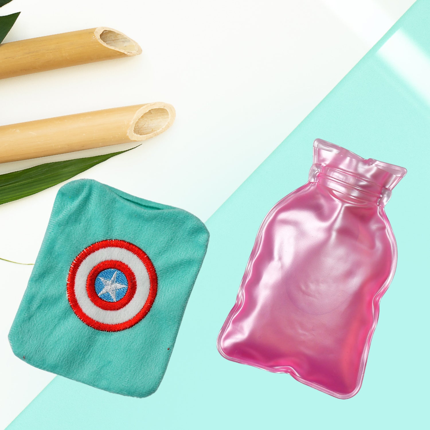 6517 Captain Americas Shield Small Hot Water Bag With Cover For Pain Relief Neck Shoulder Pain And Hand Feet Warmer Menstrual Cramps.