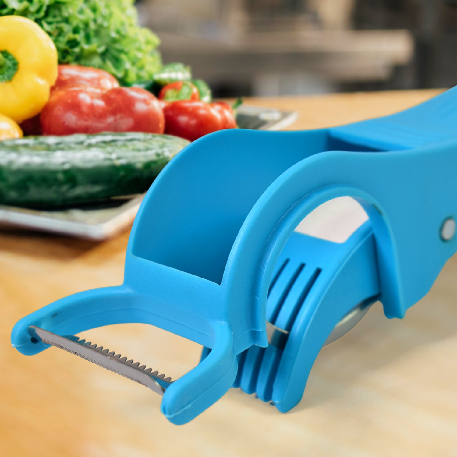 2 In 1 Vegetable   Fruit Multi Cutter 5 Blade Vegetable Cutter With Peeler (1 Pc  Multicolor)