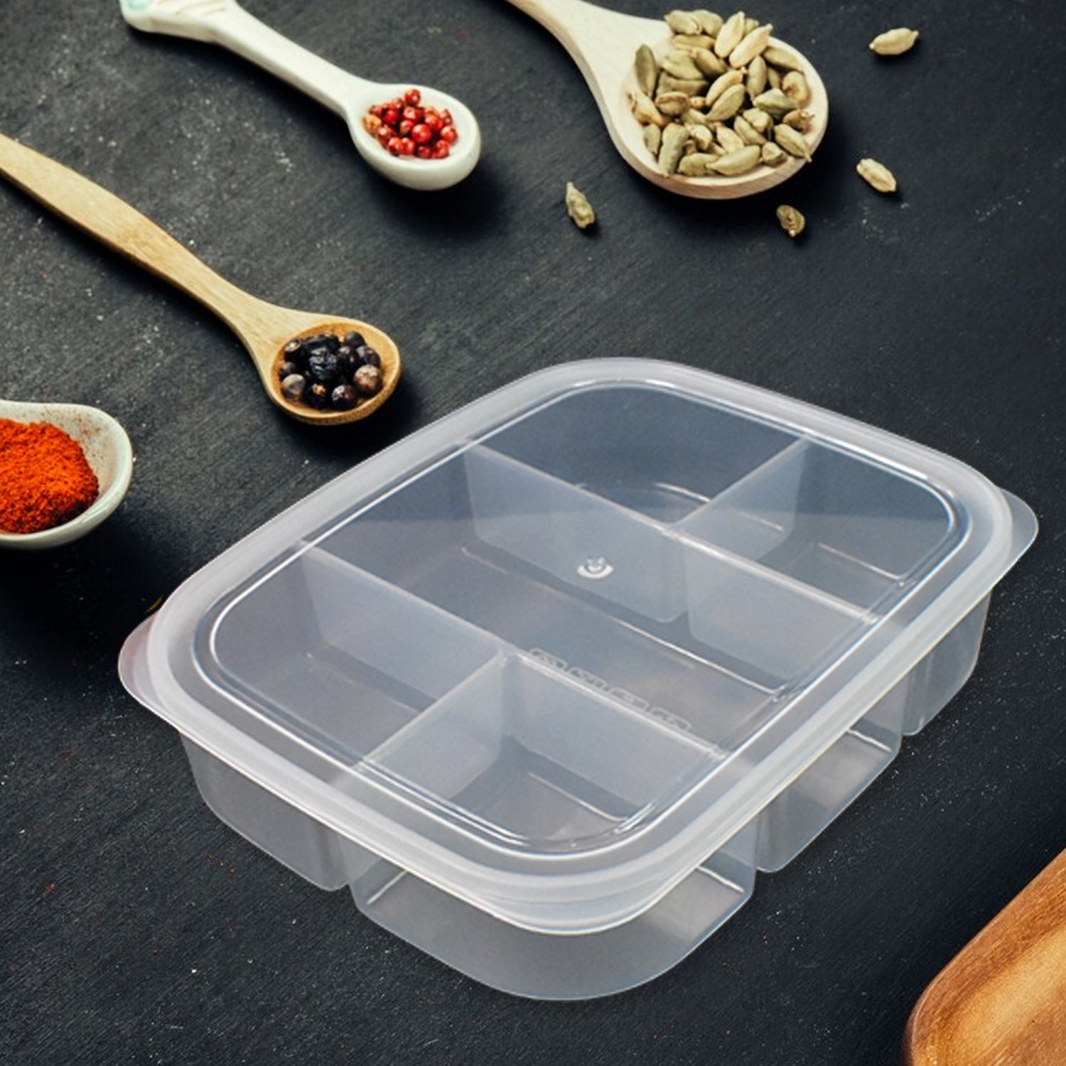 Plastic 5- Compartment Excellent Container Reusable Lunch Box (1 Pc)