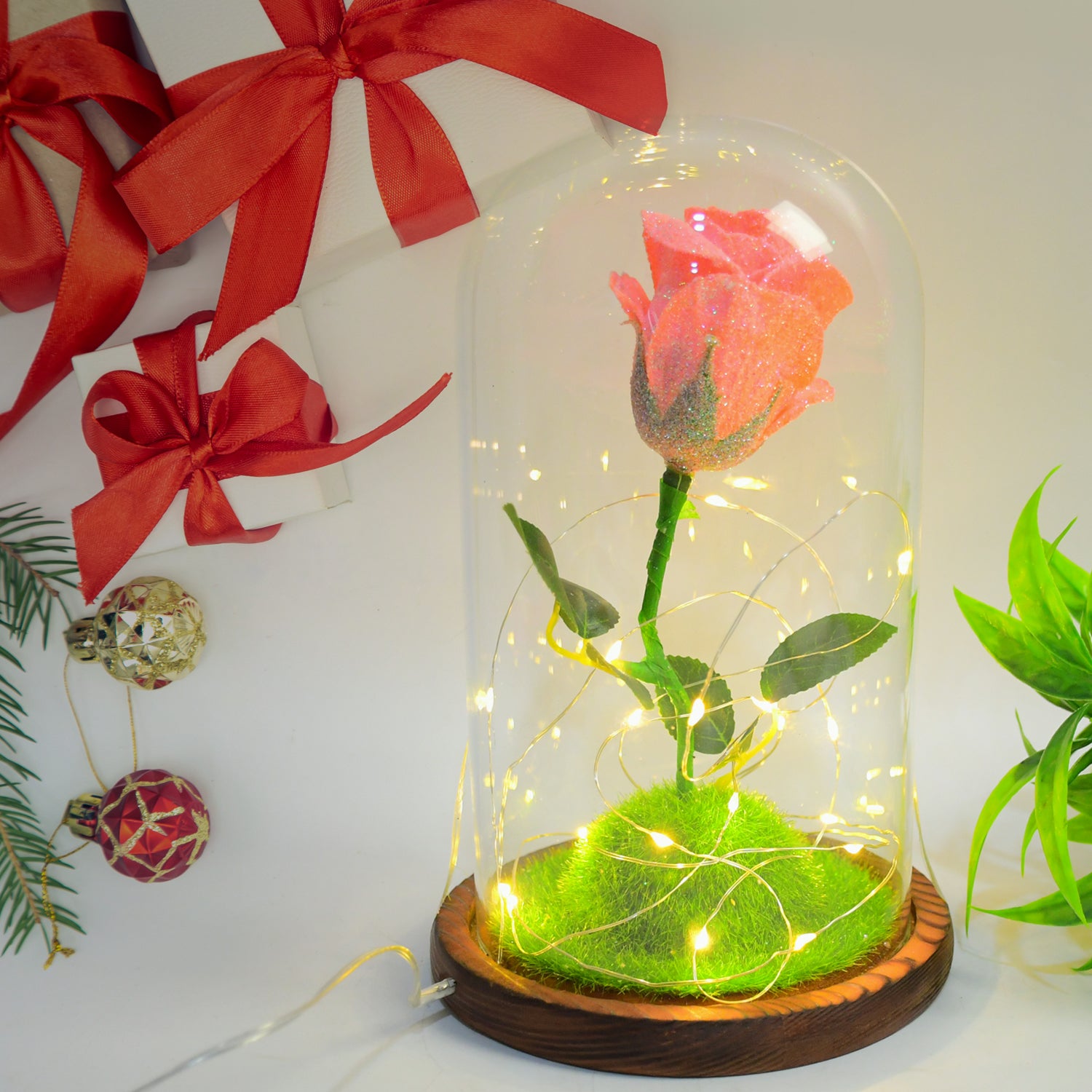 Glass Flower With Led Light Great Gift (1 Set)